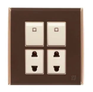 TJ Bell Series 2 Switch + 2 Socket Brown