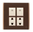 TJ Bell Series Switch + 2 Socket with Shutter