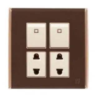 TJ Bell Series 2 Switch + 2 Socket Brown