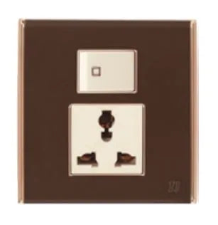 TJ Bell Series 3 Pin Switch Universal Socket Brown