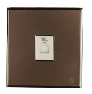 TJ Bell Series 2 Gang Telephone Outlet Brown
