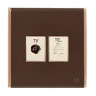 TJ Bell Series TV Co Axial + Telephone Outlet Brown