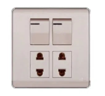 TJ Pro Series 2 Switch + 2 Socket Gold Price in Pakistan