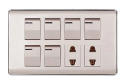 TJ Pro Series 6 Switch + 2 Socket Gold Price in Pakistan