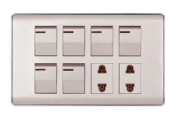 TJ Pro Series 6 Switch + 2 Socket Gold Price in Pakistan
