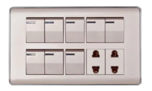 TJ Pro Series 8 Switch + 2 Socket Gold Price in Pakistan