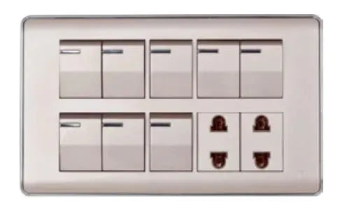 TJ Pro Series 8 Switch + 2 Socket Gold Price in Pakistan Main image