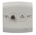 TJ ST Series TV Co-Axial + Telephone Outlet with Shutter