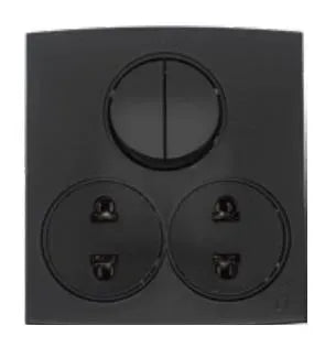 TJ Tux Series 2 Switch + 2 Socket Black Price in Pakistan