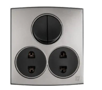 TJ Tux Series 2 Switch + 2 Socket Grey Price in Pakistan
