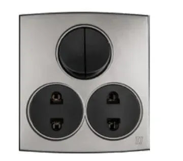 TJ Tux Series 2 Switch + 2 Socket Grey Price in Pakistan