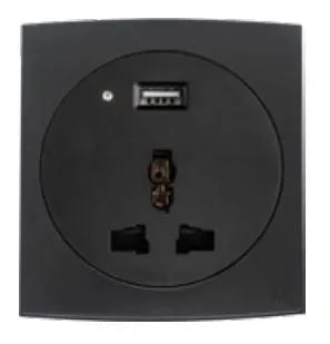 TJ Tux 3 Pin Universal Socket with USB Black Price in Pakistan