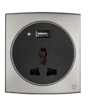 TJ Tux 3 Pin Universal Socket with USB Grey Color Price in Pakistan