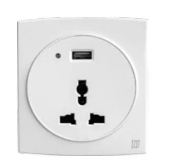 TJ Tux 3 Pin Universal Socket with USB White Color Price in Pakistan