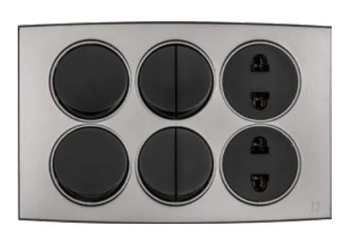 TJ Tux Series 6 Switch + 2 Socket Grey Color Price in Pakistan