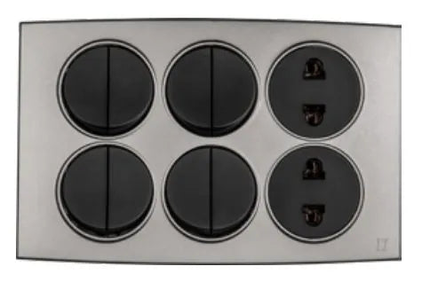 TJ Tux Series 8 Switch + 2 Socket Grey Color Price in Pakistan