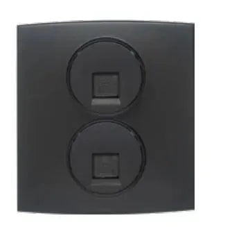 TJ Tux Series 2 Gang Telephone Outlet Black Color Price in Pakistan  Main image
