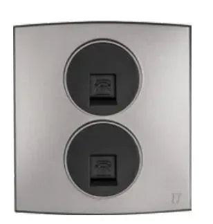 TJ Tux Series 2 Gang Telephone Outlet Grey Color Price in Pakistan 