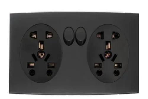 TJ Tux Series Twin 5 Pin Multi Socket Black Price in Pakistan Main image
