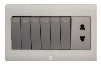 TJ v5 Series 6 Gang Switch + 1 Socket Price in Pakistan