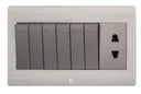 TJ v5 Series 6 Gang Switch + 1 Socket with Shutter