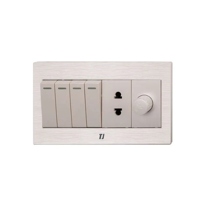 TJ v7 Series 4 Switch + 1 Socket + 1 Dimmer Price in Pakistan