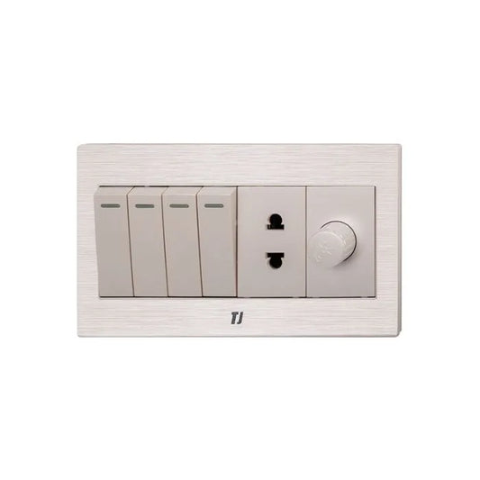 TJ v7 Series 4 Switch + 1 Socket + 1 Dimmer Price in Pakistan