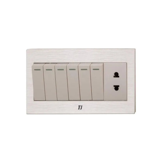TJ v7 Series 6 Gang Switch + 1 Socket Price in Pakistan