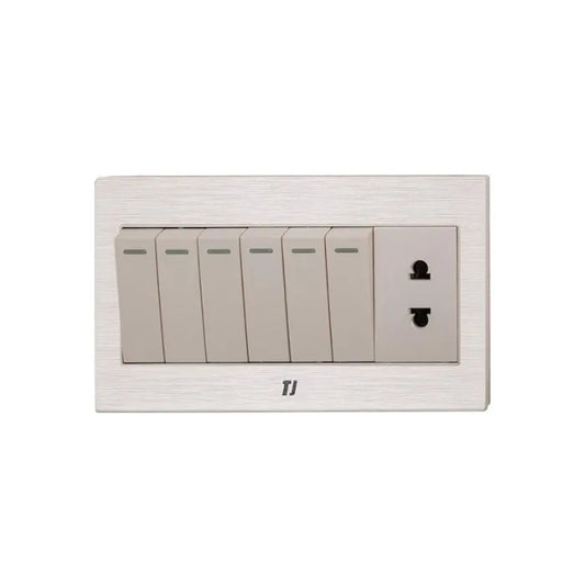 TJ v7 Series 6 Gang Switch + 1 Socket Price in Pakistan