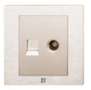 TJ v7 Series TV Co-Axial + Telephone Outlet with Shutter