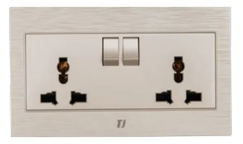 TJ v7 Series Twin 3 Pin Switch Universal Socket Price in Pakistan