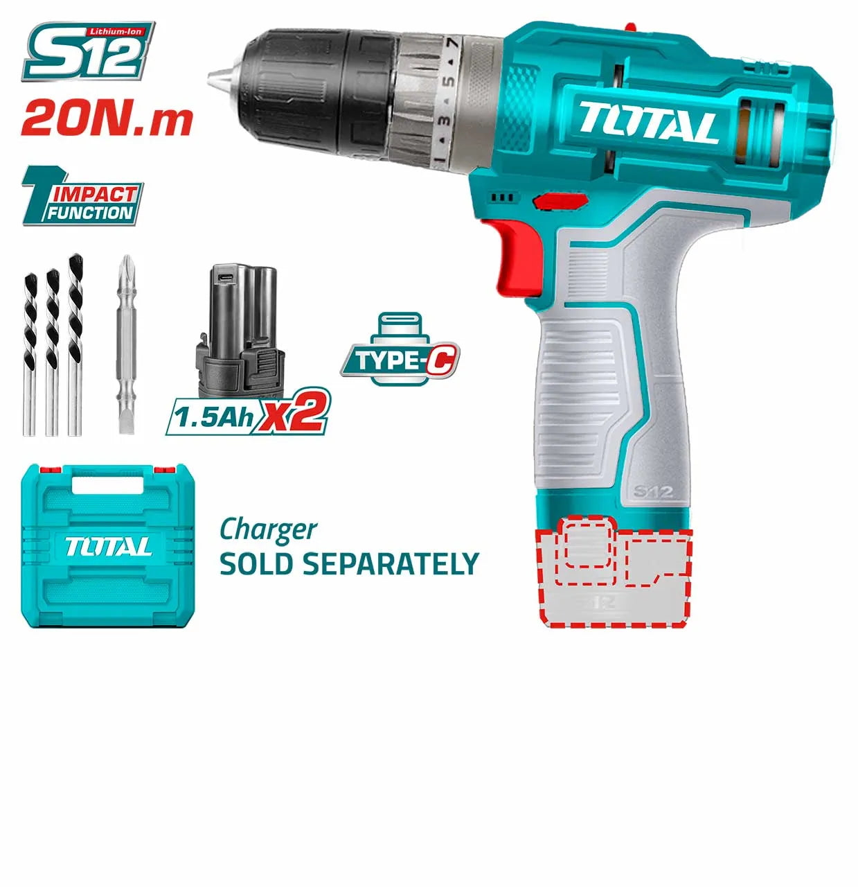 Total TIDLI12202 Cordless Impact Drill Secondary image