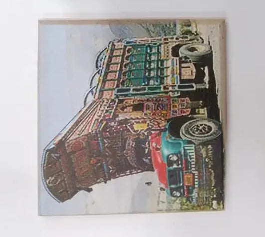 Traditional Tile Art & Pakistani Truck Wooden Tea Coaster