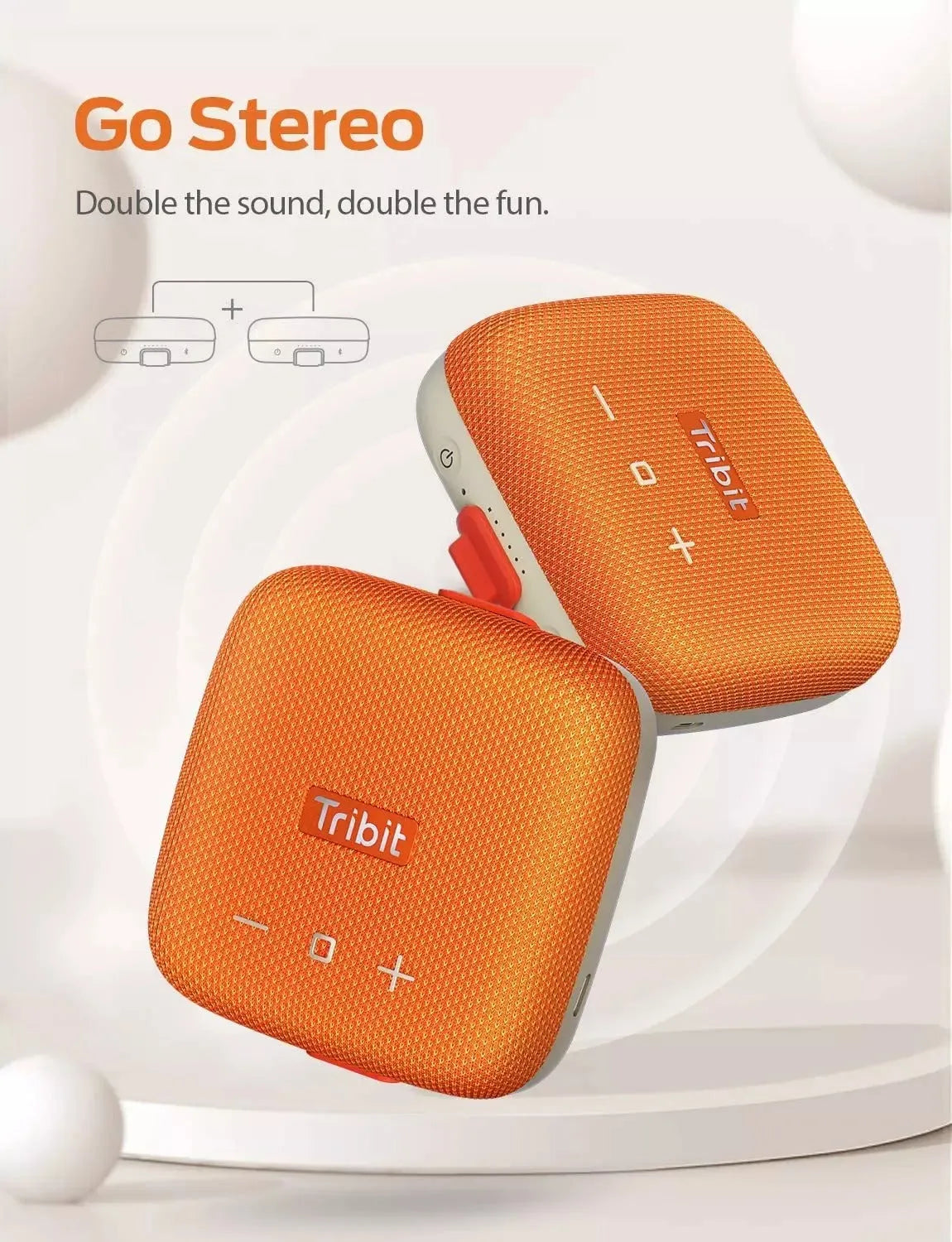 Tribit StormBox Micro Full Surround Sound Enhanced Bass Speaker (Orange) Secondary image