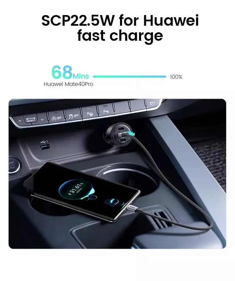 Ugreen Car Charger 69W 3 Ports Super Fast Car charger Secondary image