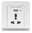 TJ V10 Series 3 Pin Switch Universal Socket with USB Outlet