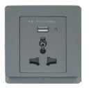 TJ V11 Series 3 Pin Switch Universal Socket with USB Outlet