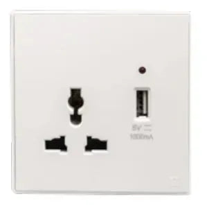 TJ V8 Series 3 Pin Switch Universal Socket with USB Outlet Secondary image