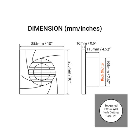 Voldam B8 Ultra Thin Panel Exhaust Fan (8 Inch)