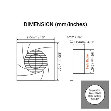 Voldam B8 Ultra Thin Panel Exhaust Fan (8 Inch)