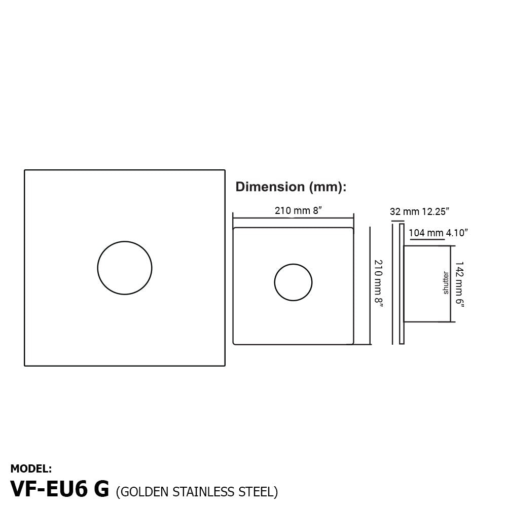 Voldam European Design Exhaust Fan Golden