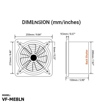 Voldam ME8LN Powerful Metal Exhaust Fan (8 Inch)
