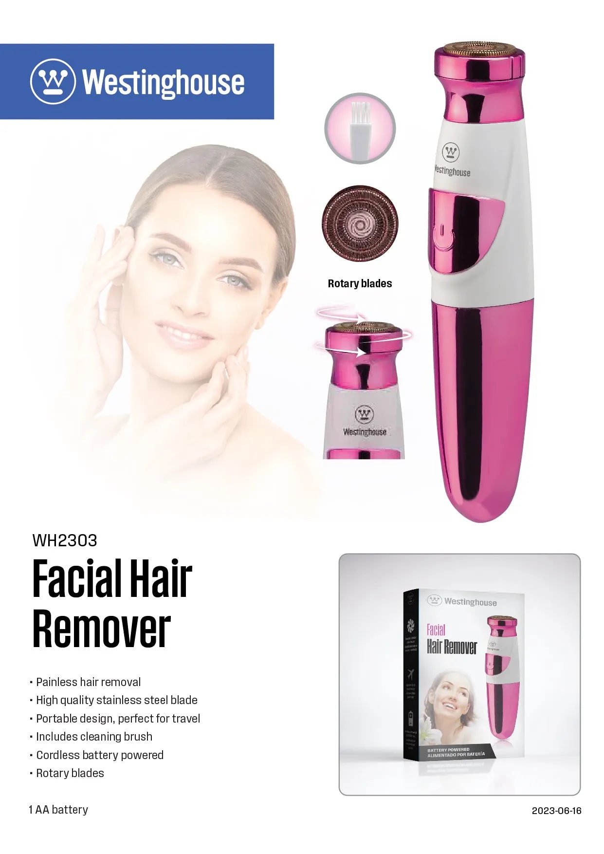 Westinghouse WH2303 Facial & Eyebrow Hair Remover Secondary image