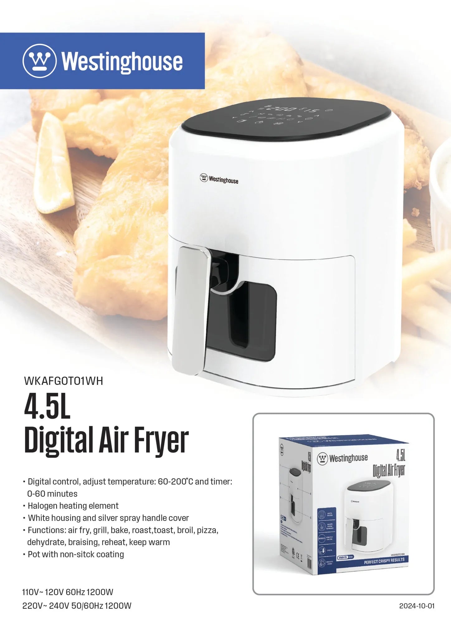 Westinghouse WKAFGOT01WH Simple Life Series Digital Air Fryer - 4.5L Secondary image