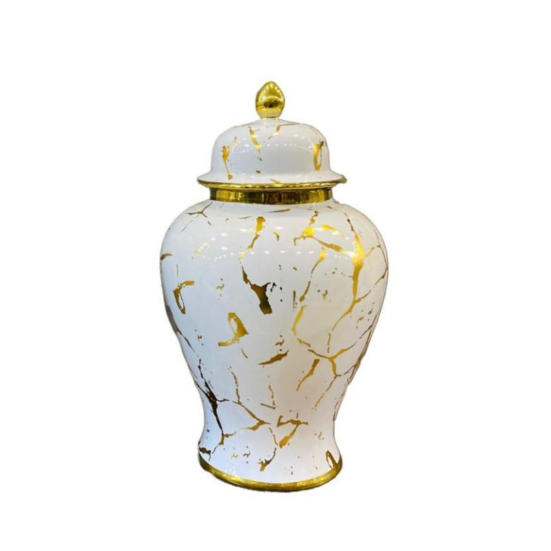 White And Gold Ceramic Vase Medium Price in Pakistan