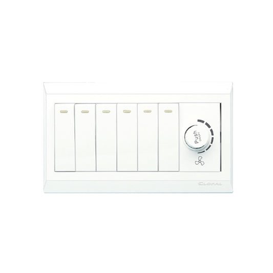 Clopal Ideas White 6 switch + 1 Dimmer Outlet Price in Pakistan