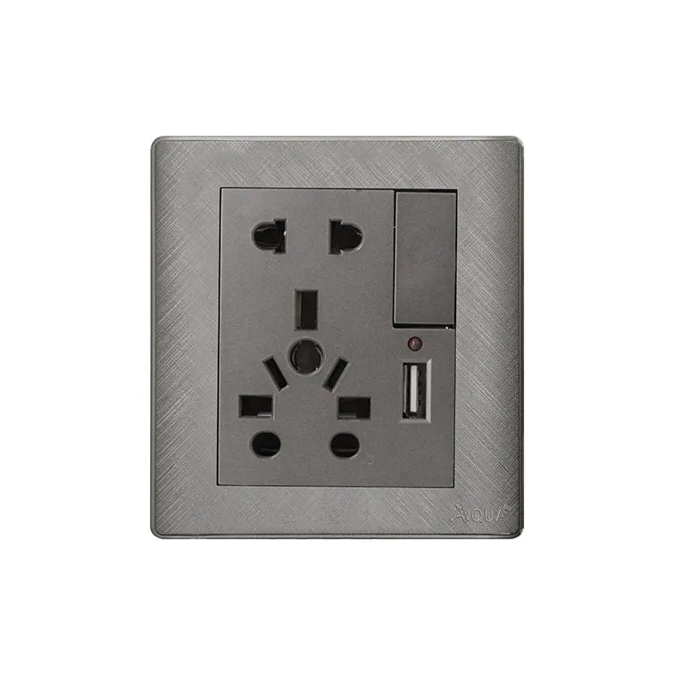 AQUA PINE GREY UNIVERSAL SOCKET + USB CHARGER Price in Pakistan