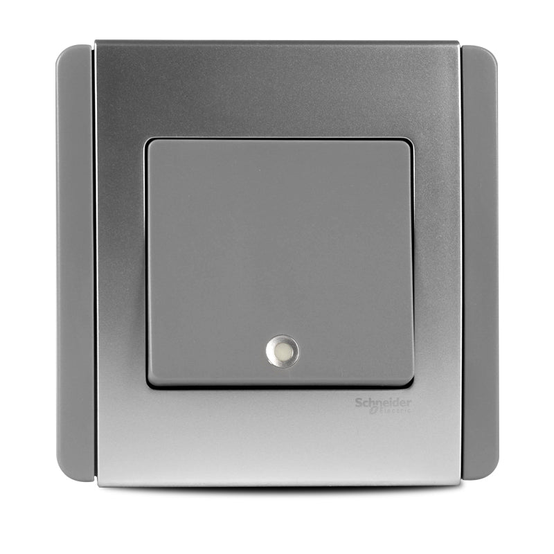 Neo 1 Gang 2 way Switch Grey Silver with LED and Fluorescent