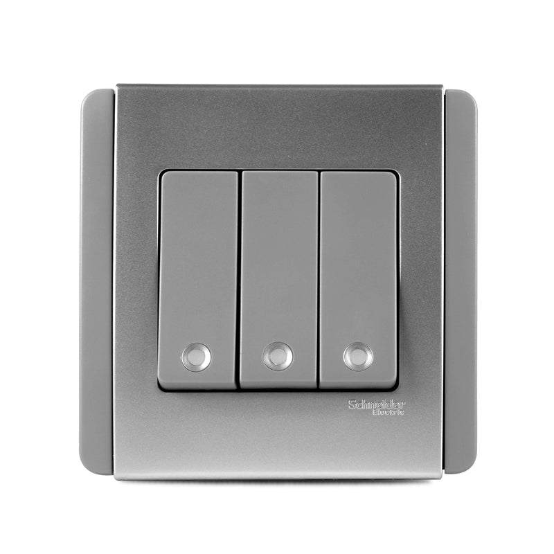 Neo 1-3 Gang Vertical Grey Silver With Fluorescent