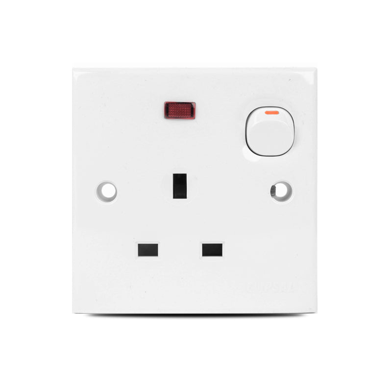 E-Series 13A 3 Pin Flat Switch Socket with Neon